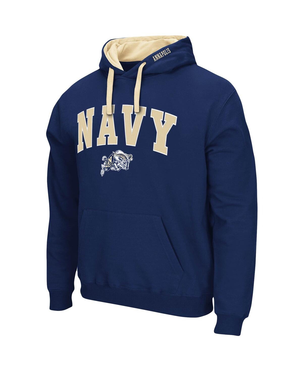 Colosseum Men's  Navy Navy Midshipmen Big And Tall Arch & Logo 2.0 Pullover Hoodie In Navy