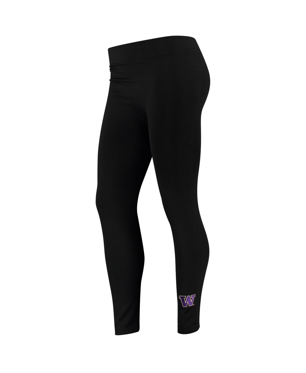 Zoozatz Women's  Black Washington Huskies Fleece Leggings
