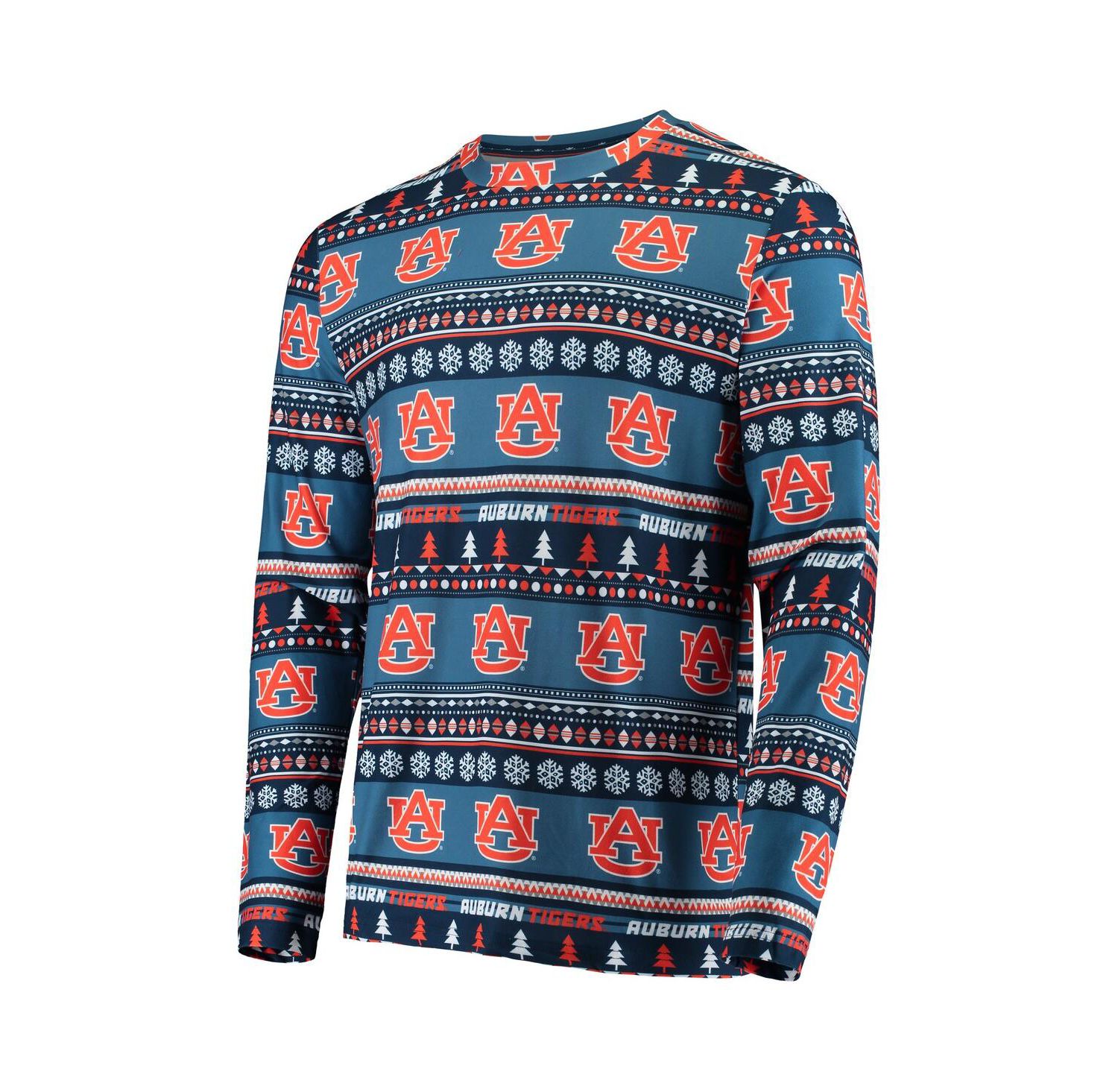 Men's Navy Auburn Tigers Ugly Sweater Knit Long Sleeve Top and Pant Set