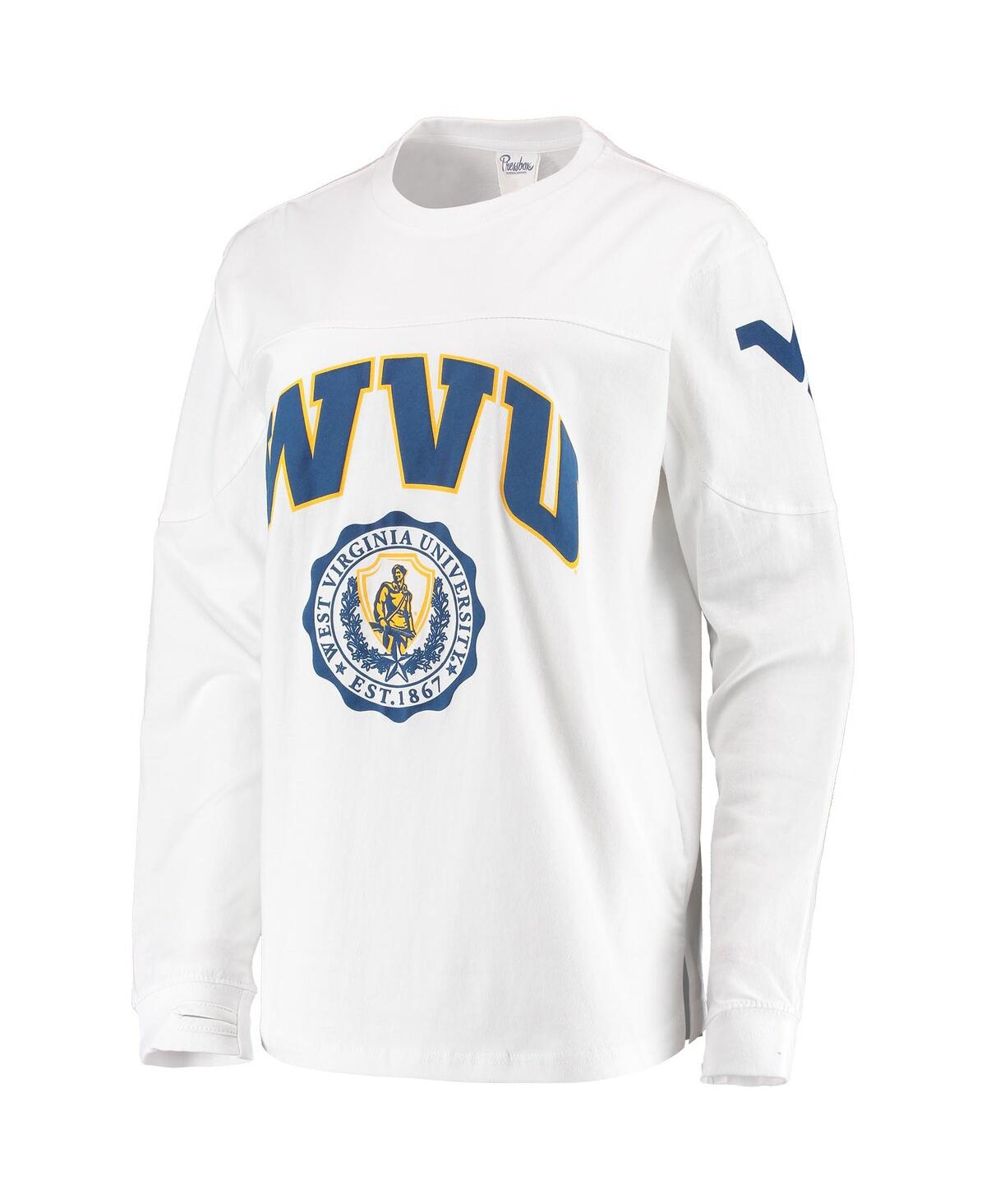 PRESSBOX WOMEN'S PRESSBOX WHITE WEST VIRGINIA MOUNTAINEERS EDITH LONG SLEEVE T-SHIRT 