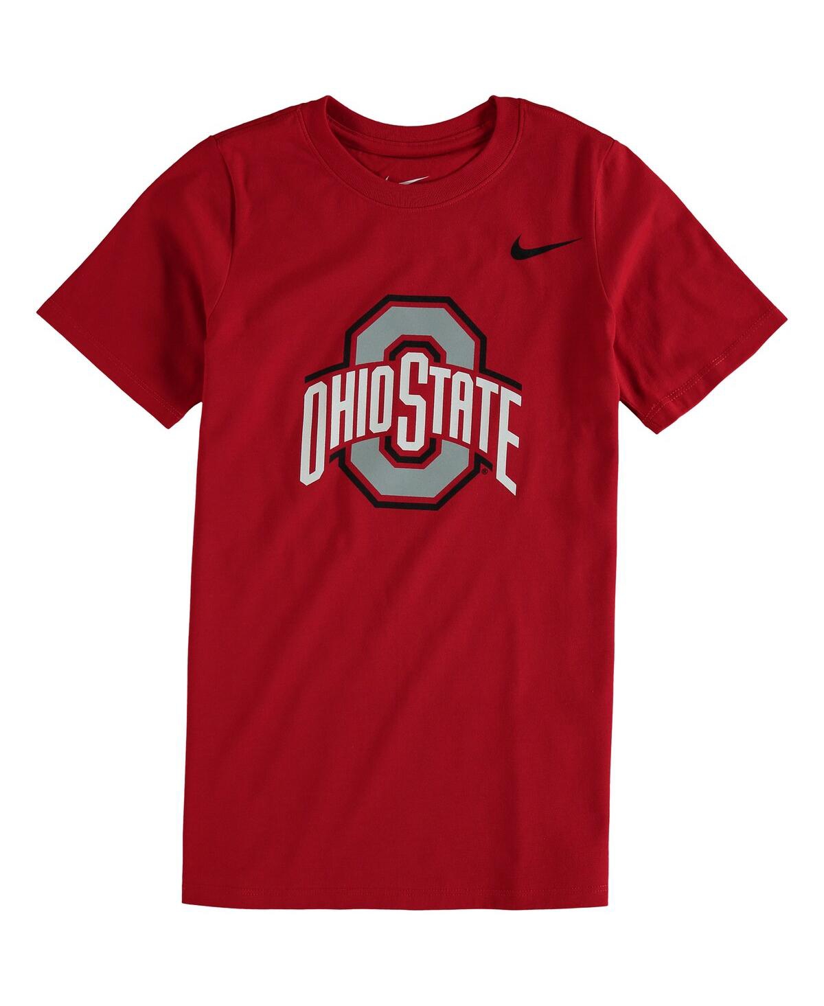 Shop Nike Big Boys  Scarlet Ohio State Buckeyes Cotton Logo T-shirt