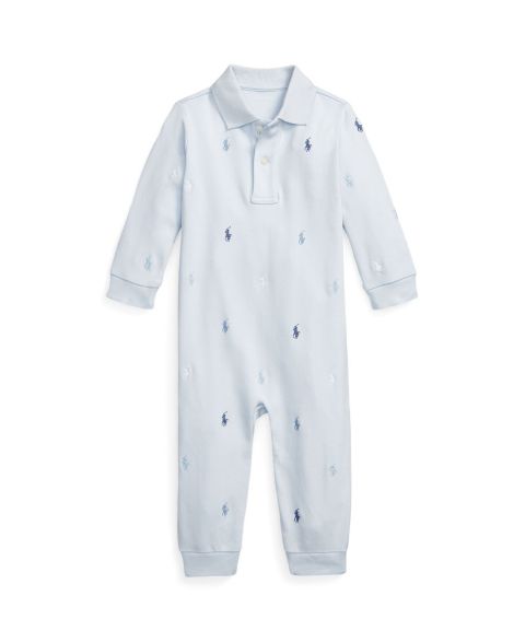 Детский мягкий комбинезон-поло Polo Ralph Lauren Polo Pony для малыша, цвет: Синий