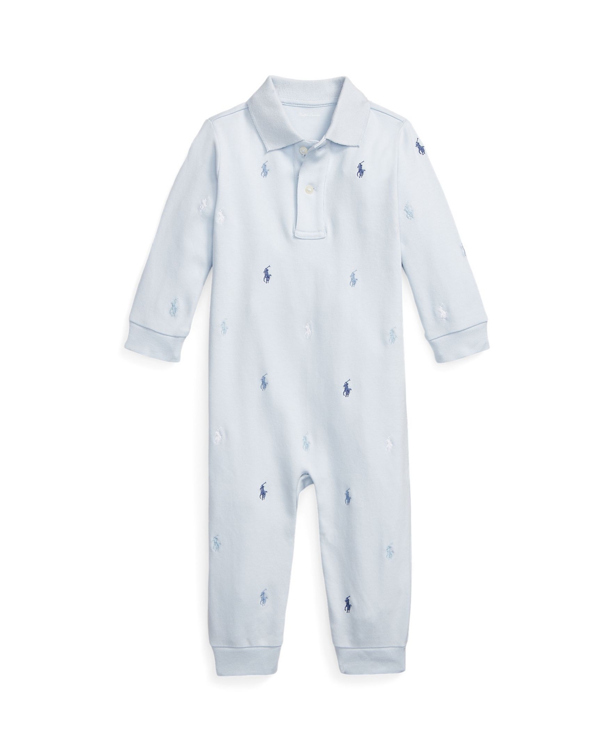 Polo Ralph Lauren Baby Boys Polo Pony Soft Polo Coverall In Beryl Blue