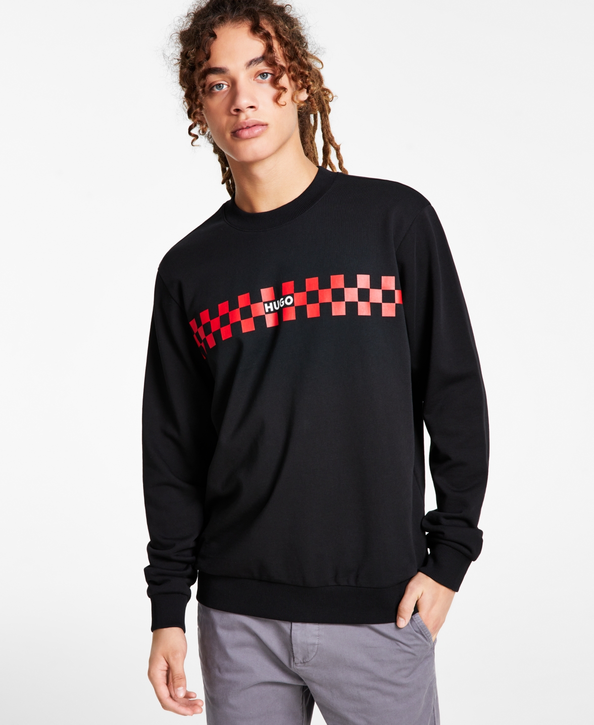 Checkered sleeve sweatshirt discount