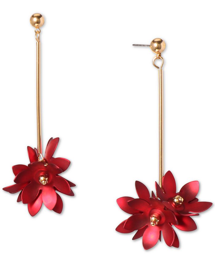Holiday Lane GoldTone Poinsettia Drop Earrings, Created for Macy's