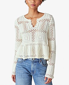 Women's Cotton Peplum-Hem Sweater