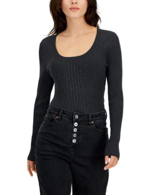 INC International Concepts Women's Ribbed Rhinestone Grommet Sweater Green Size Medium