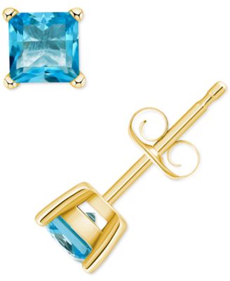 Macy's - Blue Topaz Square Stud Earrings (7/8 ct. t.w.) in 14k Gold