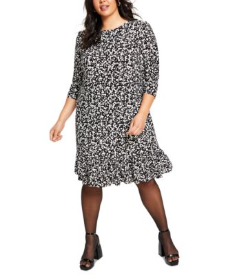 Tommy Hilfiger Plus Size Playful-Petal-Print Ruffled Jersey Dress - Macy's