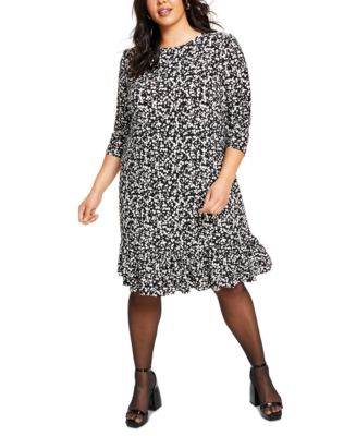 Tommy Hilfiger Plus Size Playful-Petal-Print Ruffled Jersey Dress ...