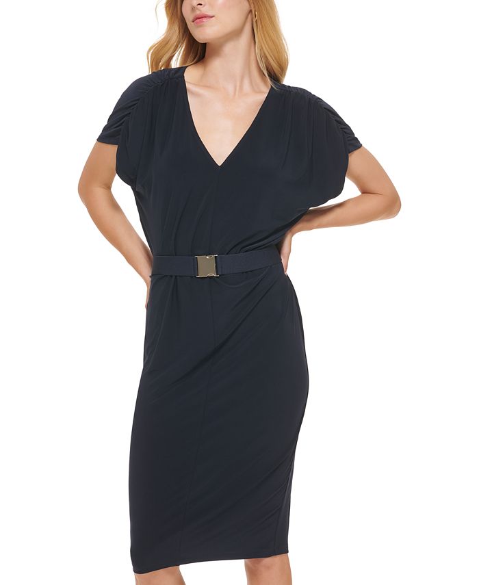 Tommy Hilfiger Women's Tonal-Stripe Sheath Dress Black Size 12