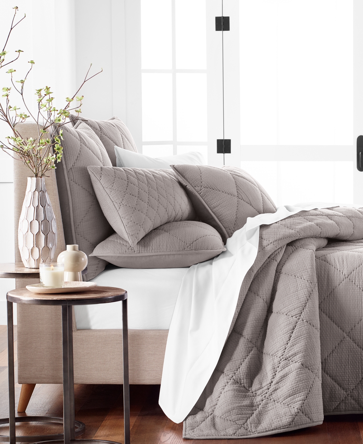 Hotel Collection Dobby Diamond 3-pc. Coverlet Set, Full/queen, Created For Macy's In Charcoal