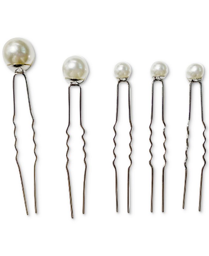 INC International Concepts SilverTone 5Pc. Set Imitation Pearl Bobby