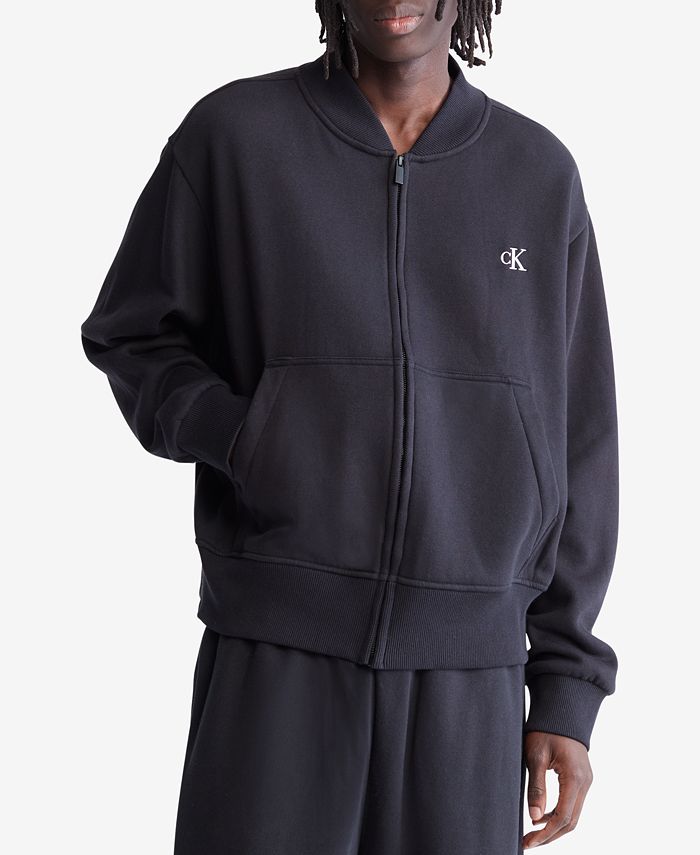 Calvin Klein Men's Relaxed Fit Archive Logo Fleece Bomber Jacket & Reviews  - Hoodies & Sweatshirts - Men - Macy's