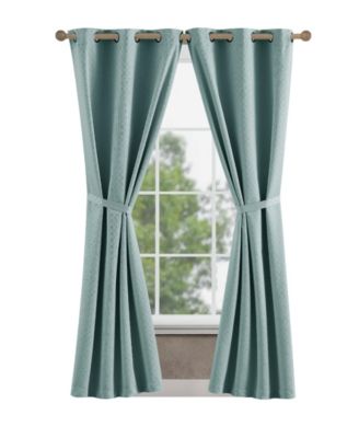 Faye Textured Blackout Grommet Window Curtain Panel Pair With Tiebacks Collection
