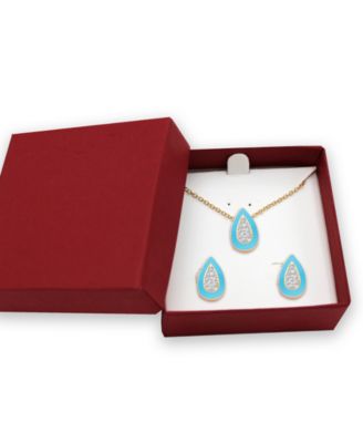 Crystal Enamel Necklace and Earring Set, 2-Piece