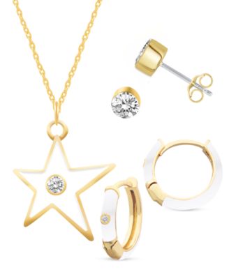 Crystal Enamel Necklace and Earring Set, 3-Piece