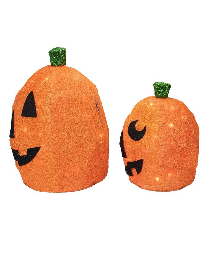 Northlight Lighted Sisal Pumpkins 2 Piece Outdoor Halloween Decorations Set Macy's