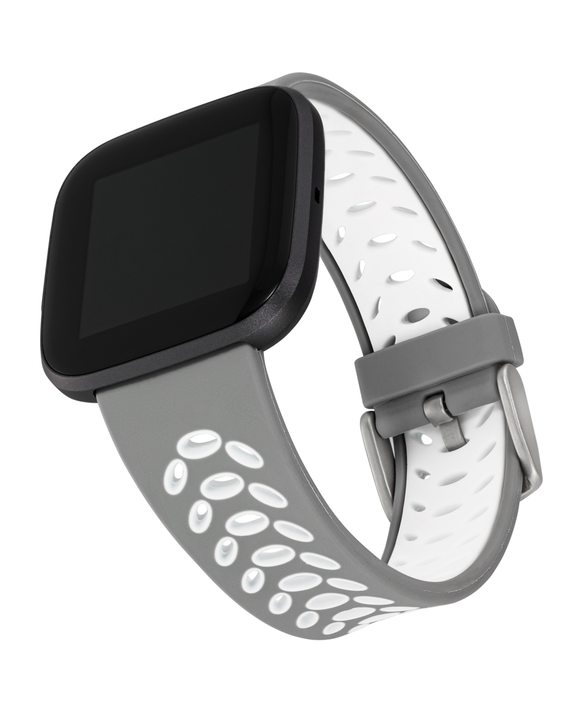 Gray and White Premium Sport Silicone Band Compatible with the Fitbit Versa and Fitbit Versa 2 - Gray, White