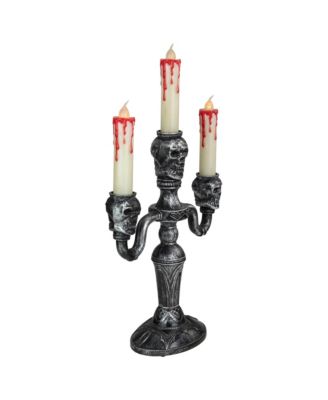 Antique-Like Skull Trio 3 Piece Halloween Candelabra Set, 13.75"