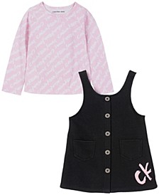 Little Girls 2-Piece Logo-Print Jersey T-shirt and Fleece Jumper Set