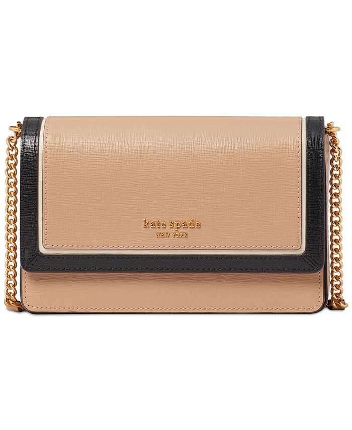 Kate Spade Morgan Pearl Leather Flap Chain Wallet in Natural