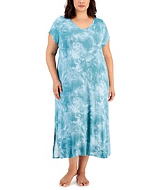 Plus Size Women's Print T-Shirt Gown, Created for Macy's