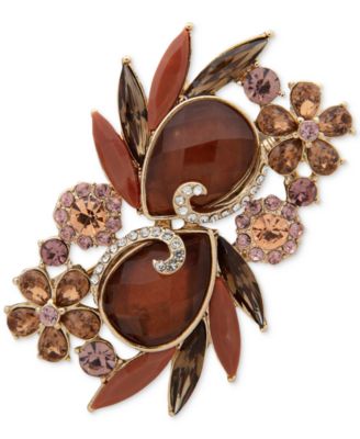 Anne Klein - Gold-Tone Double Cluster Pin