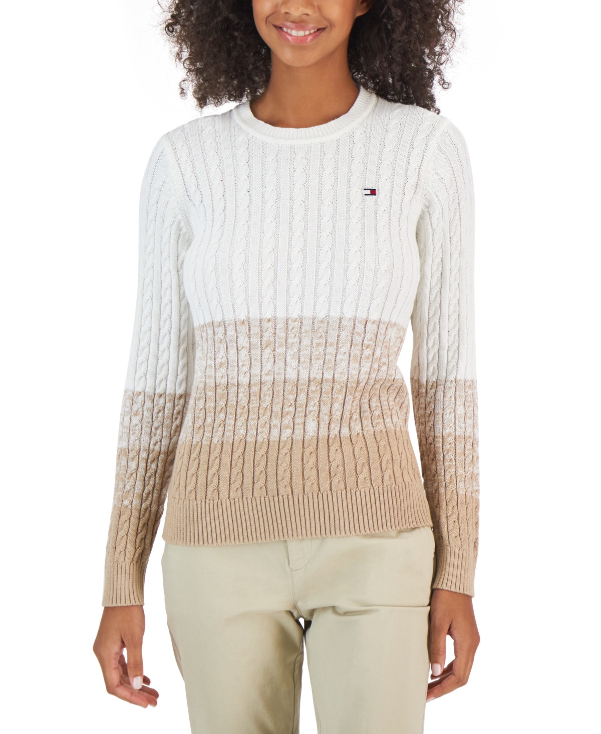 Tommy Hilfiger Women's Cotton Ombre Cable-Knit Sweater