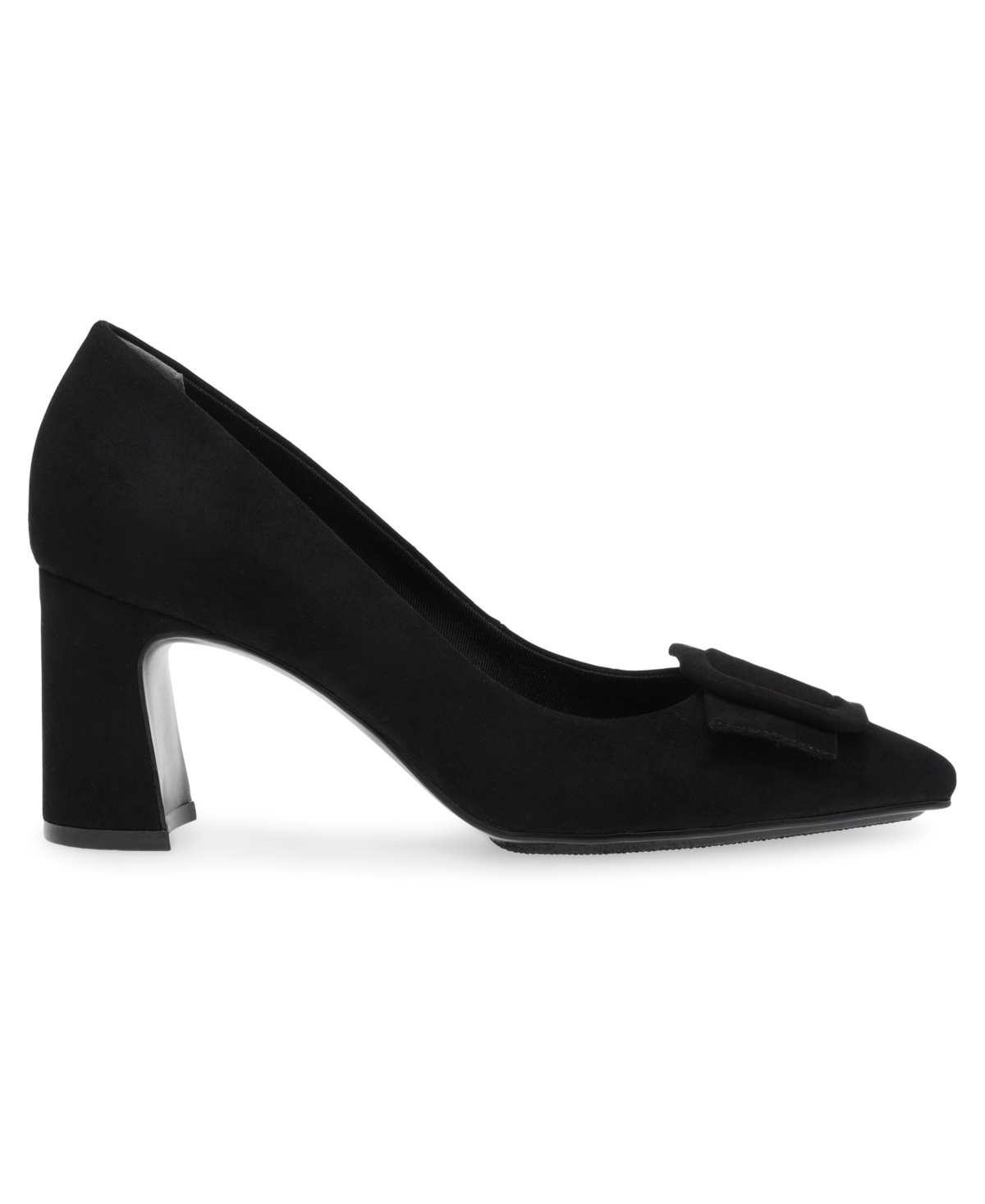 Anne Klein Akbentley Womens Buckle Suede Block Heels In Black Micro