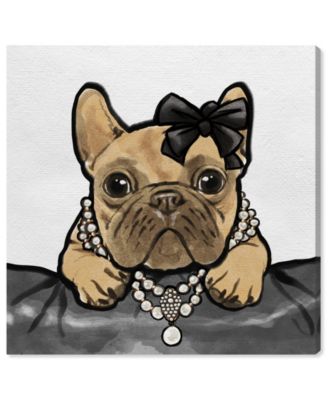 Pearl Necklace Dog Giclee Print on Gallery Wrap Canvas Art