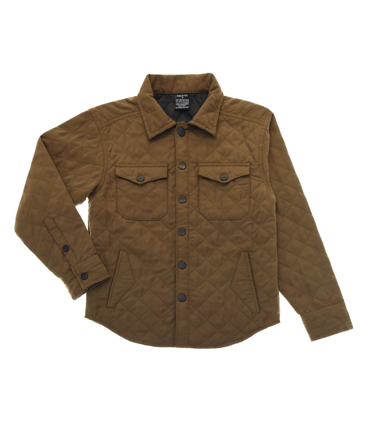 Ring Of Fire Kids' Big Boys Napoleon Quilted Shirt Jacket In Light Brown
