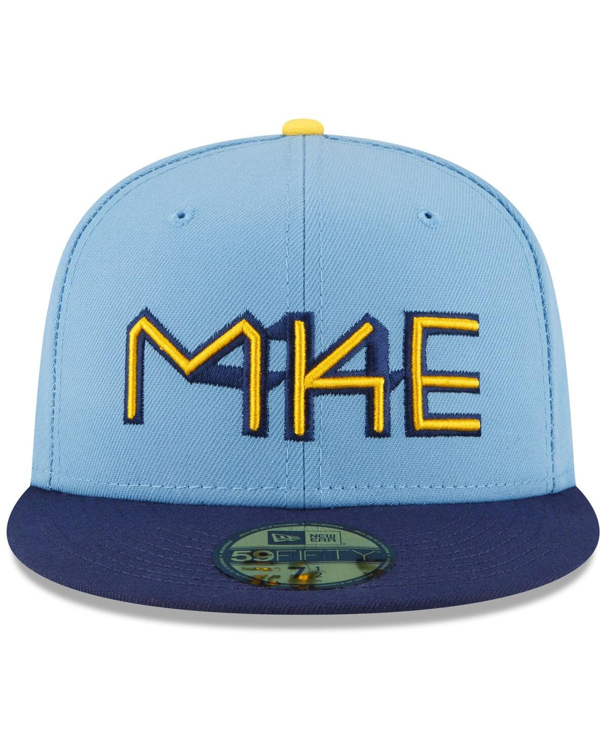 NEW ERA MEN'S NEW ERA POWDER BLUE MILWAUKEE BREWERS CITY CONNECT 59FIFTY FITTED HAT 