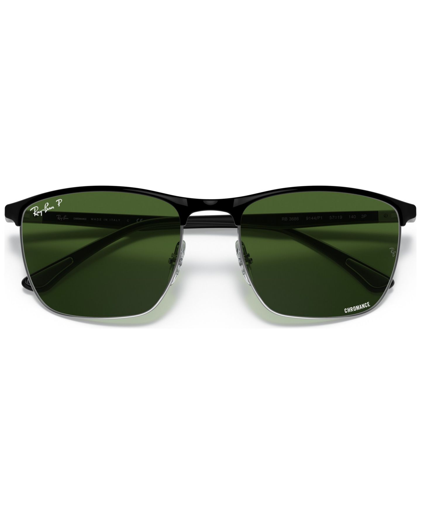 Солнцезащитные очки Ray-Ban Unisex Polarized Sunglasses, RB3686 57, цвет: Чёрный серебряный — фото 3