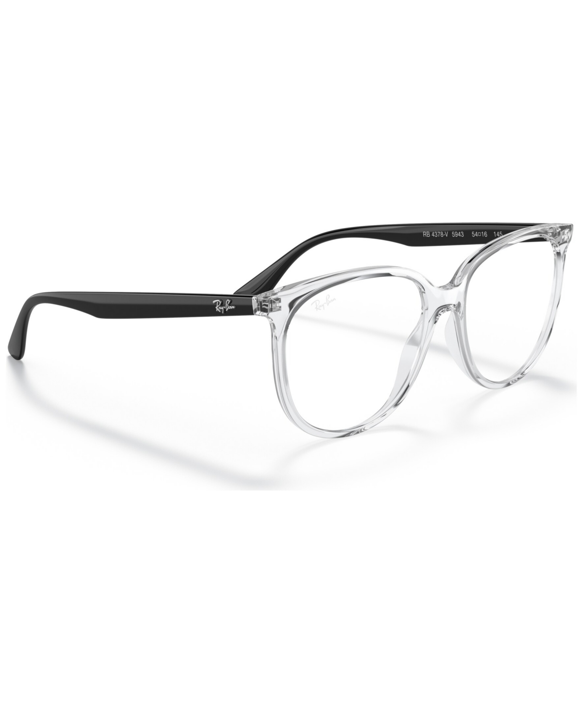 Ray Ban Rb4378v Optics Women's Square Low Bridge Fit Eyeglasses In Transparent Gray