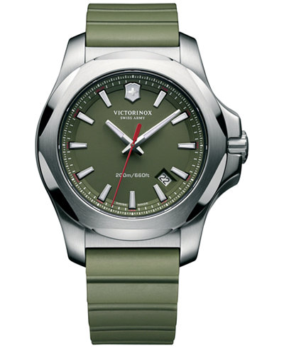 Victorinox Swiss Army Men's I.N.O.X. Green Rubber Strap Watch 43mm 241683.1