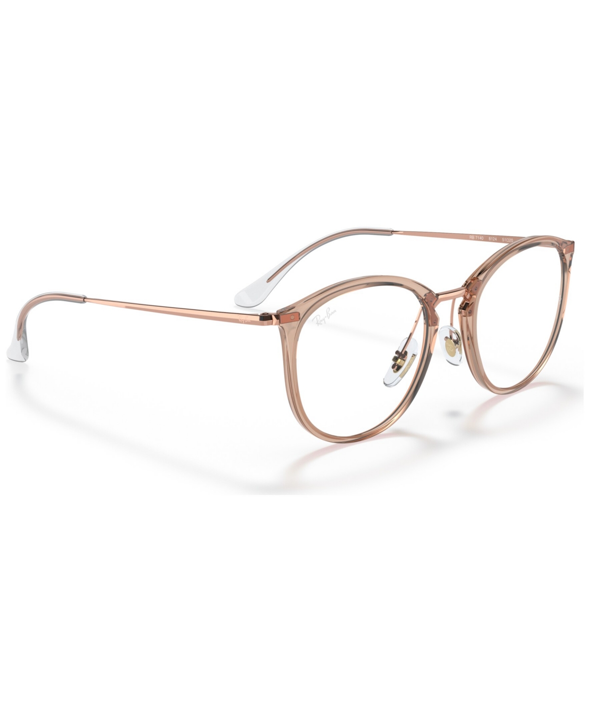 Ray Ban Rx7140 Women's Square Eyeglasses In Trasparent Light Brown