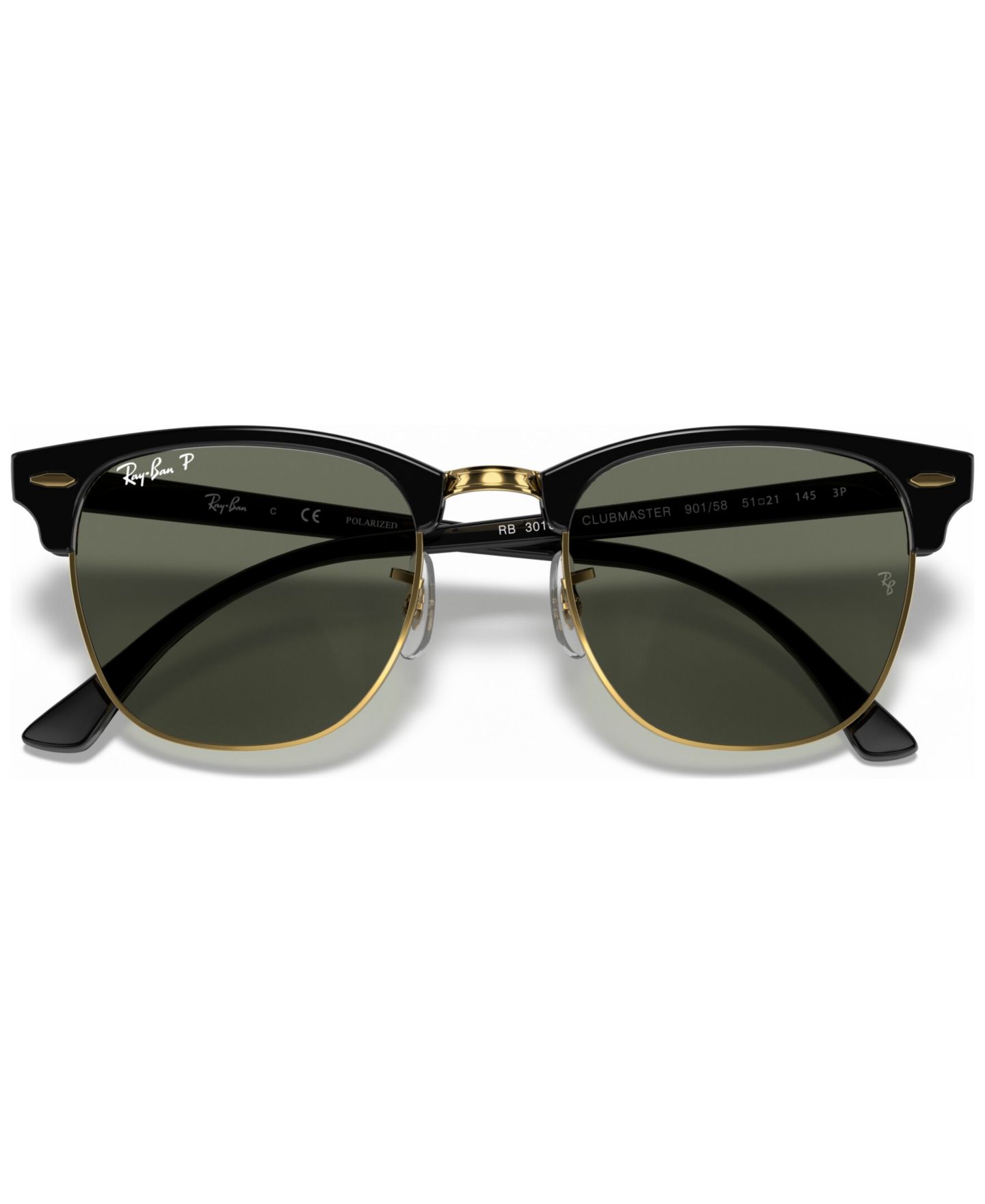 Солнцезащитные очки Ray-Ban Unisex Polarized Low Bridge Fit Sunglasses, RB3016F Clubmaster Classic 55, цвет: Чёрный — фото 4