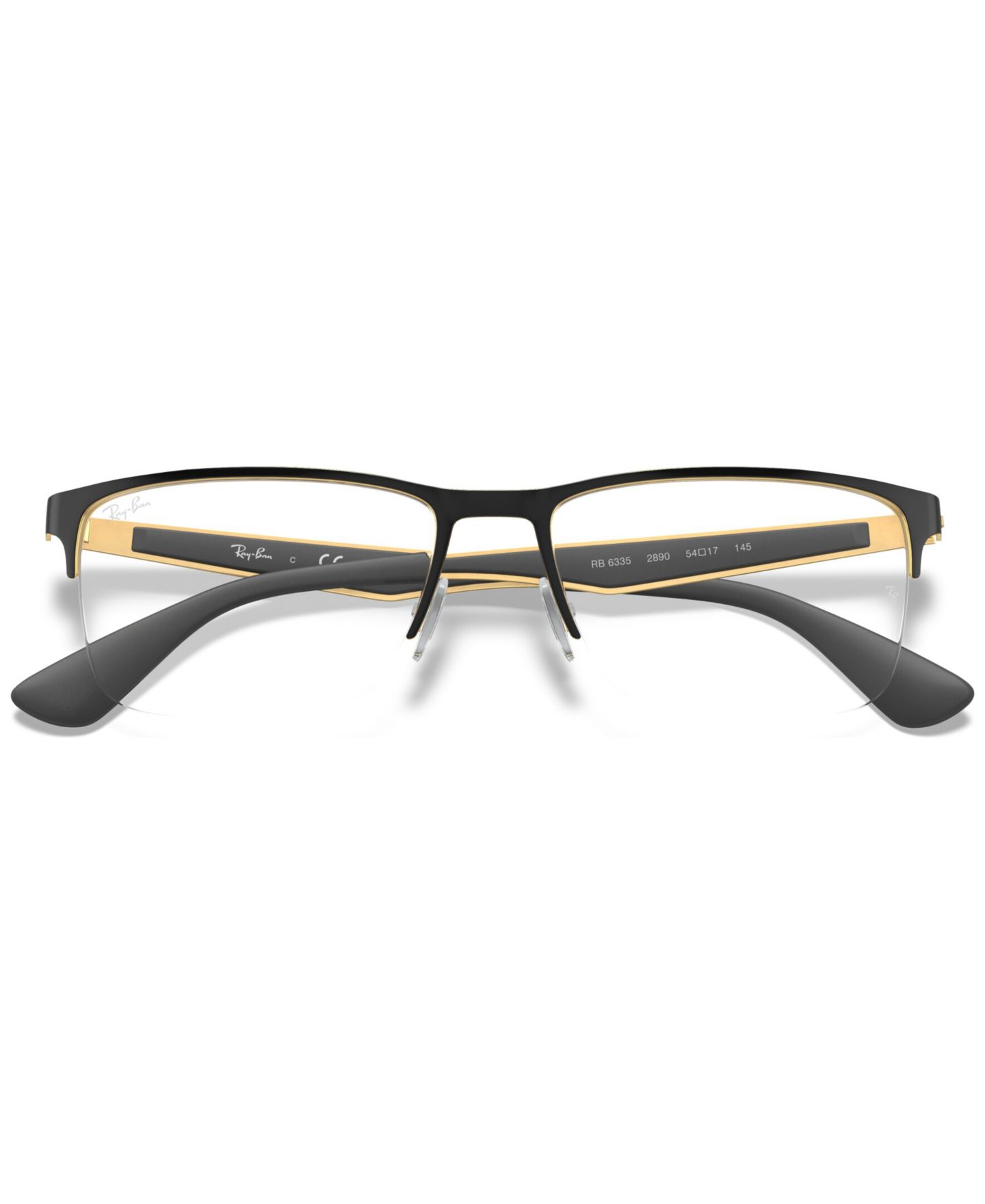 Очки Ray-Ban Unisex Rectangle Metal RB6335 Optics Eyeglasses, цвет: Золотой чёрный — фото 4