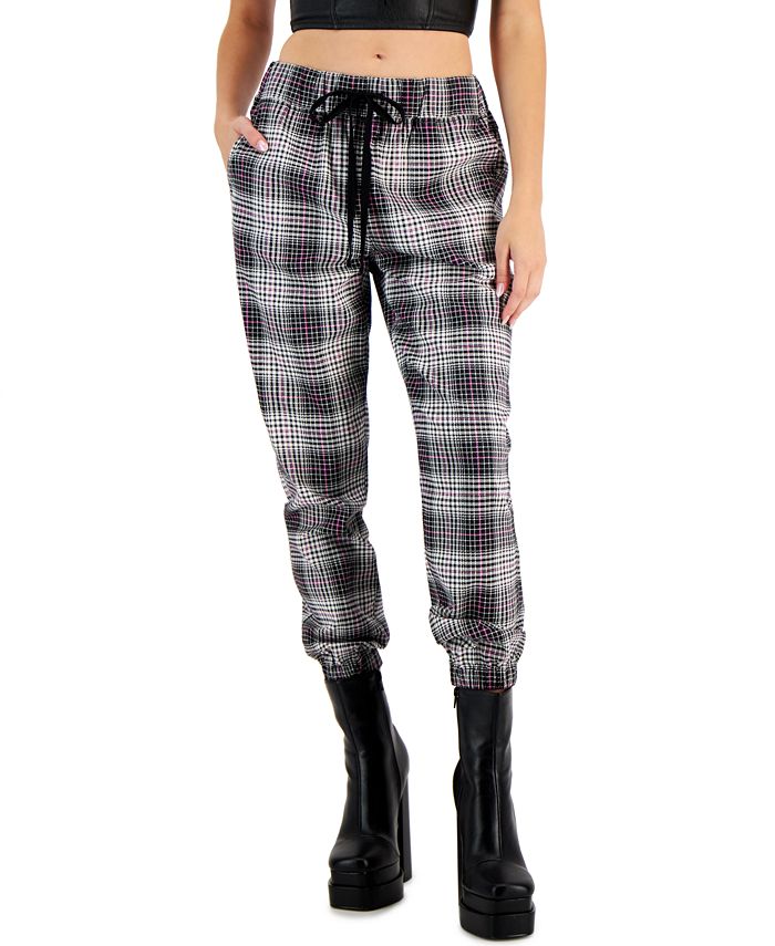 Tinseltown Juniors' Plaid Utility Jogger Pants, Created for Macy's