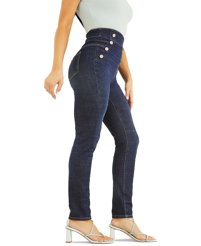 GUESS Women's Gwenny Sailor-Button Skinny Jeans - Macy's