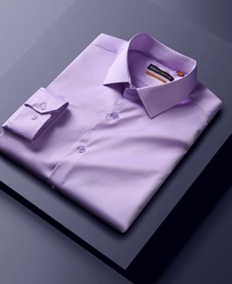 Men's Solid Slim Fit Wrinkle Free Stretch Long Sleeve Button Down Shirt