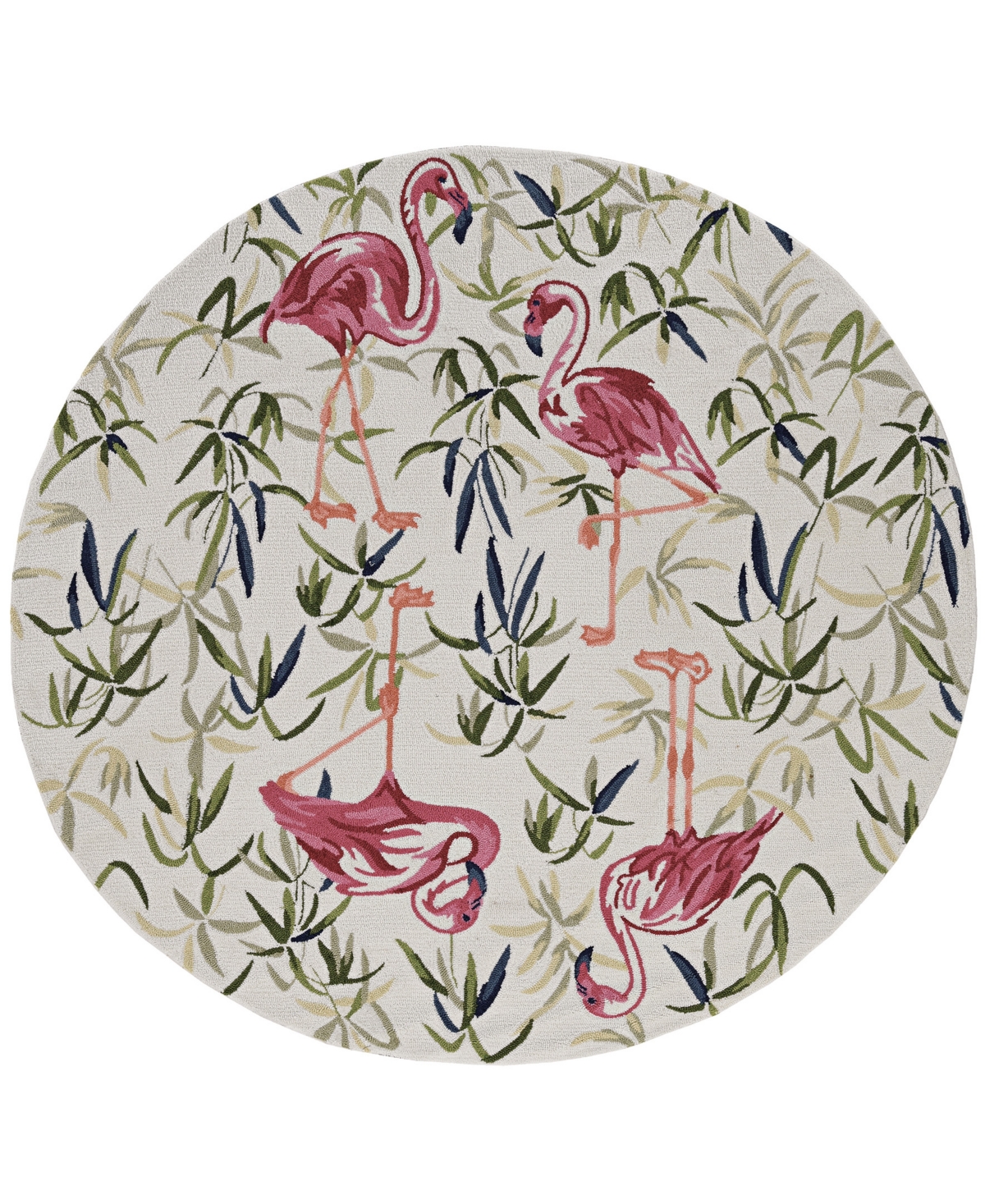 Kas Sonesta 2007 7'6in x 7'6in Round Area Rug - Ivory, Pink