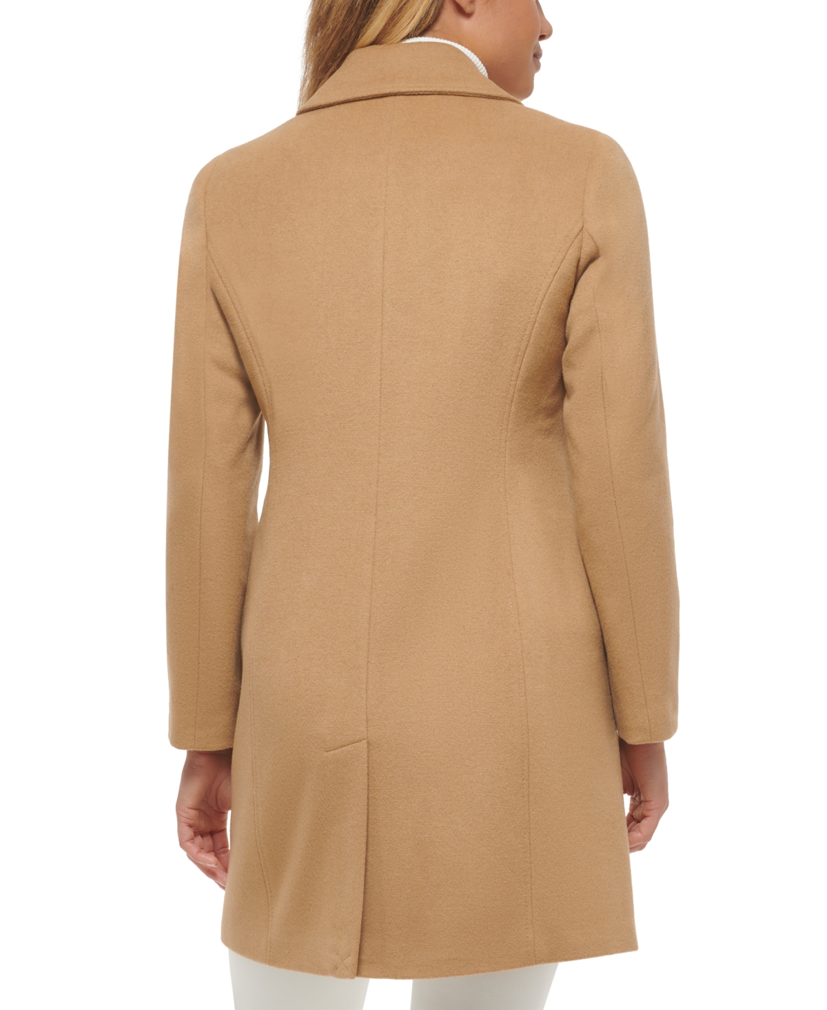 Calvin Klein Womens Single-Breasted Wool Blend Coat