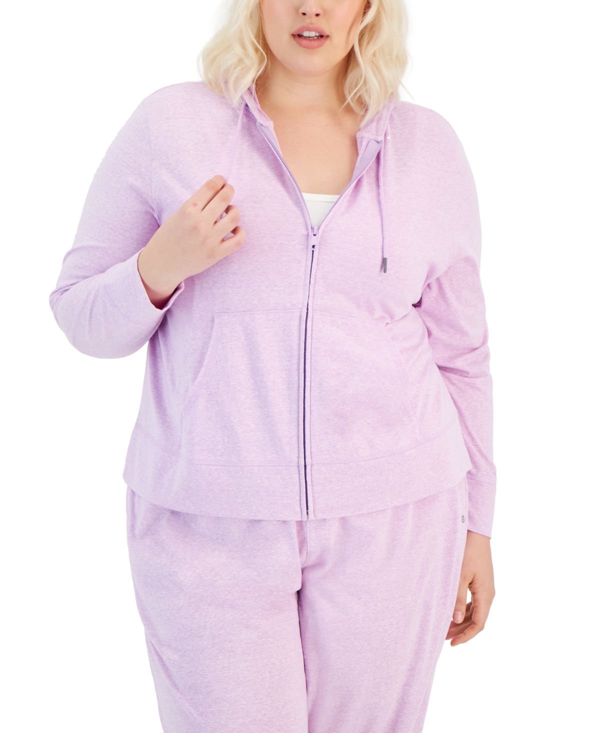 Id Ideology Plus Size Full-zip Hooded Jacket, Created For Macy's In Crocus Petal