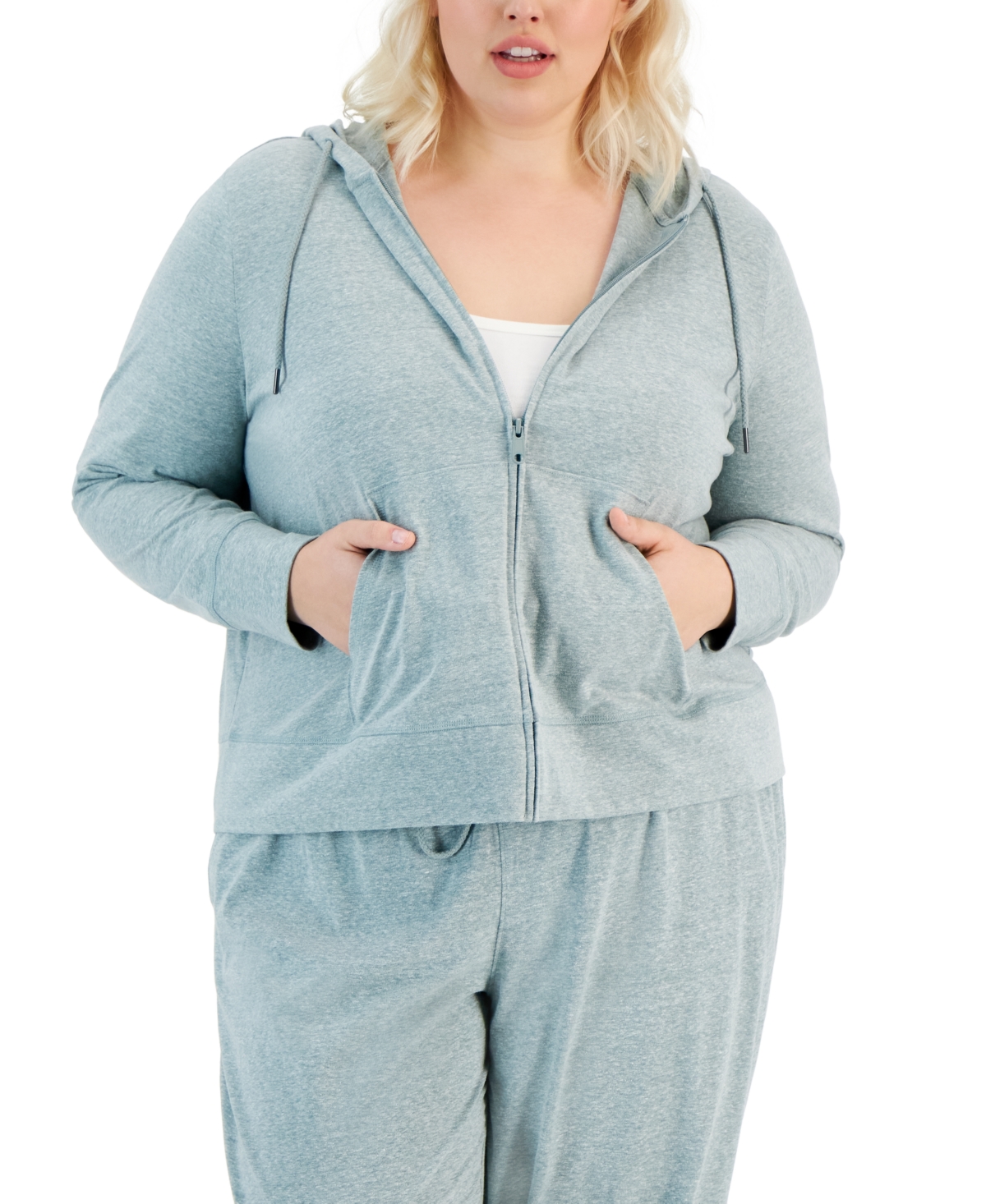 Id Ideology Plus Size Full-zip Hooded Jacket, Created For Macy's In Crushed Mint