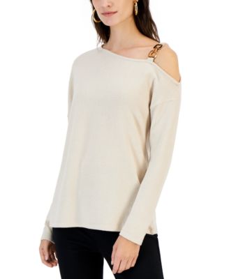 Embellished shoulder sweater best sale