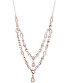 Rose Gold-Tone Crystal 2-Row Frontal Necklace, 18" + 3"