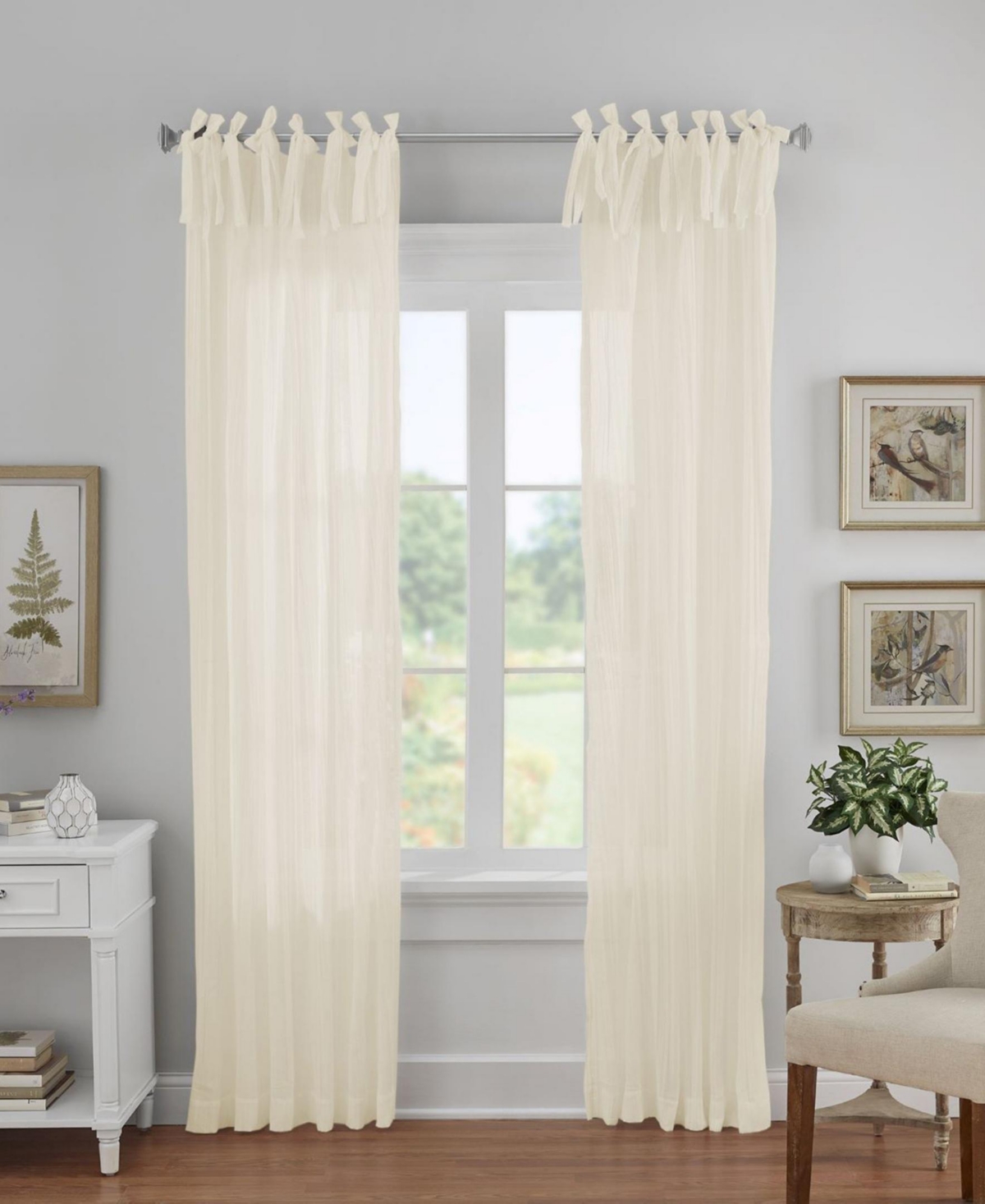 Home Fashions Jolie Semi-Sheer Tab Top Window Curtain - Ivory