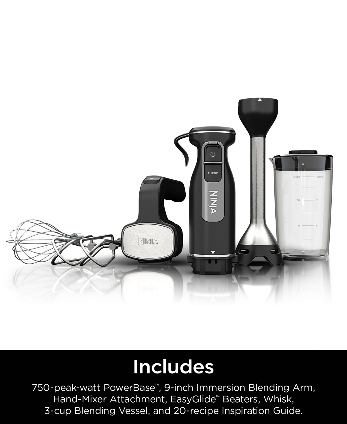 Ninja Foodi Power Mixer System Immersion Blender & Hand Mixer, Ci101 In Black,stainless Steel